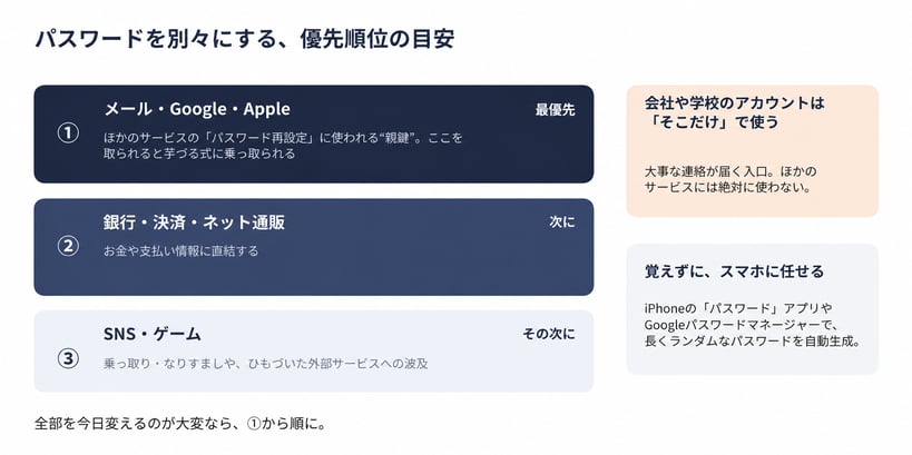 パスワード分離の優先順位ガイド