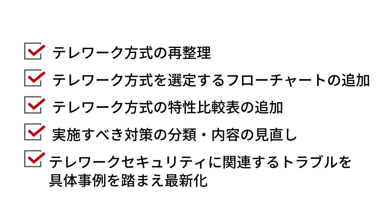 テレワークセキュリティガイドライン第5版の追加・修正点