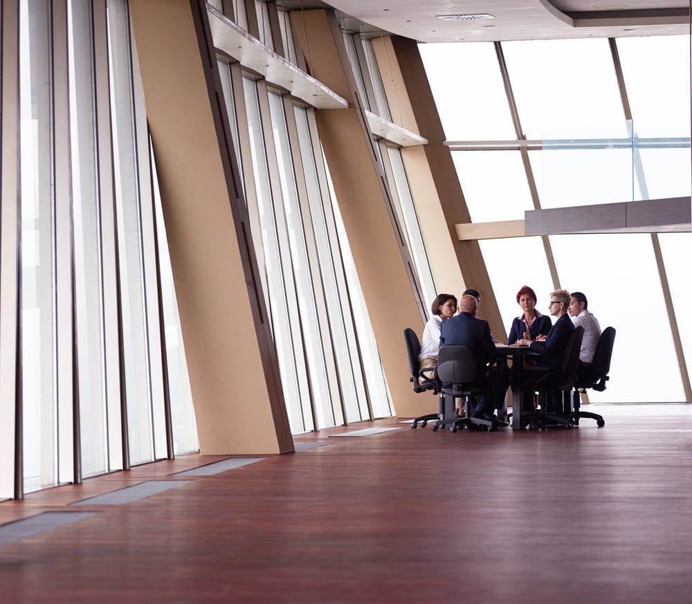 startup business people group have meeting in modern bright office interior, senoir investors  and young software  developers