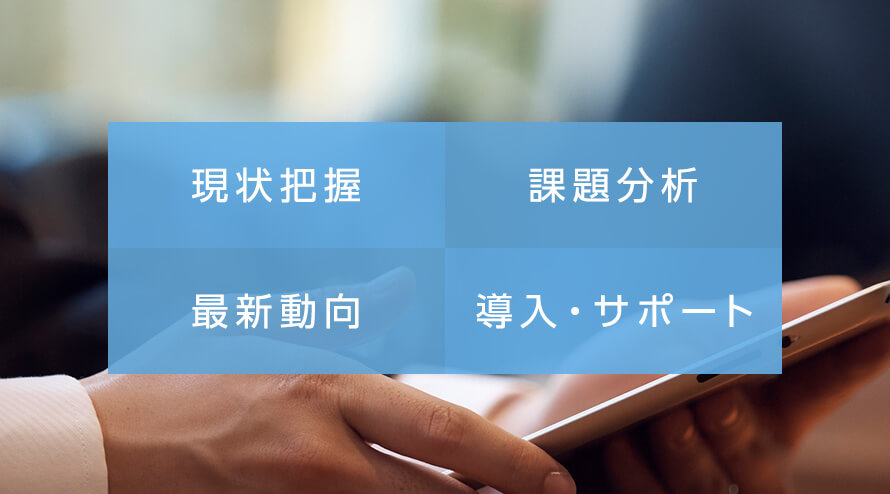現状把握、課題分析、最新動向、導入・サポート